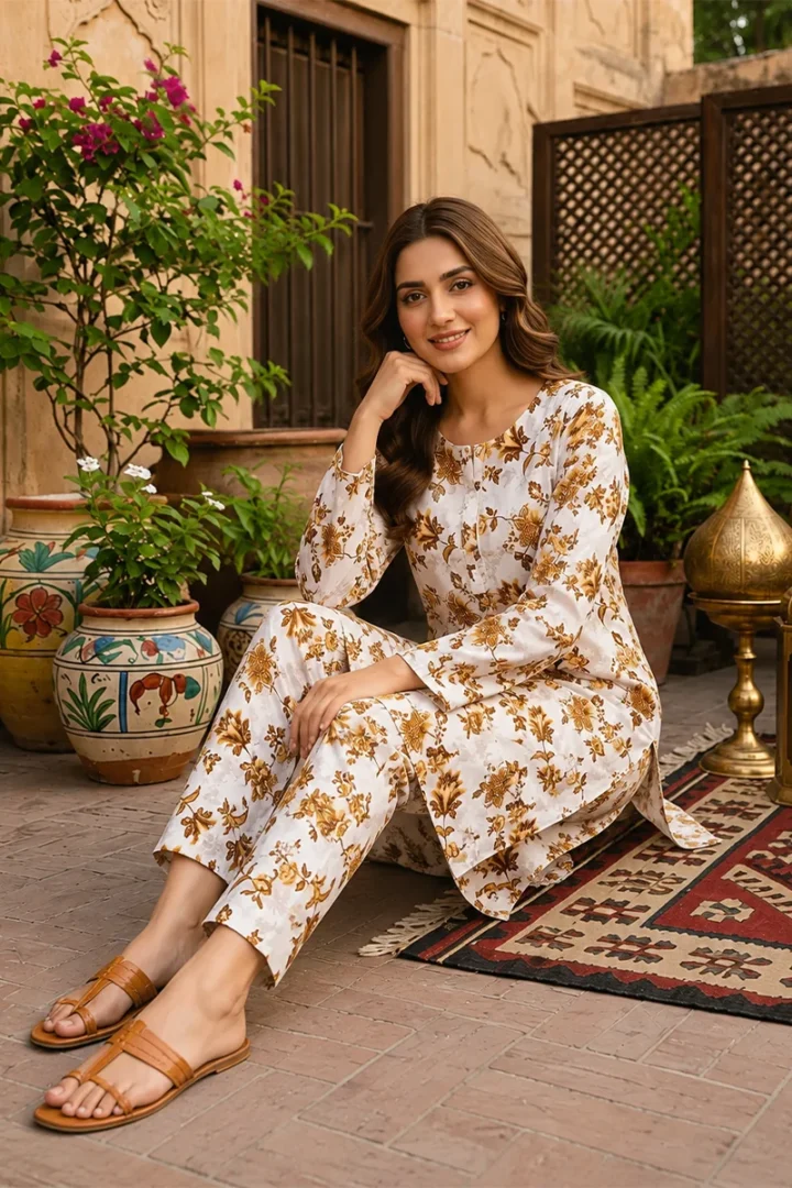 FLORAL COTTON LAWN 2 PIECE SUIT - Image 3