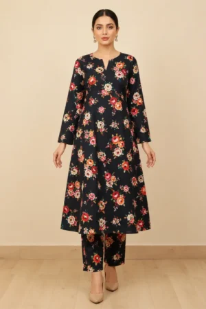 BLACK 3D BLOCK PRINT COTTON SUIT