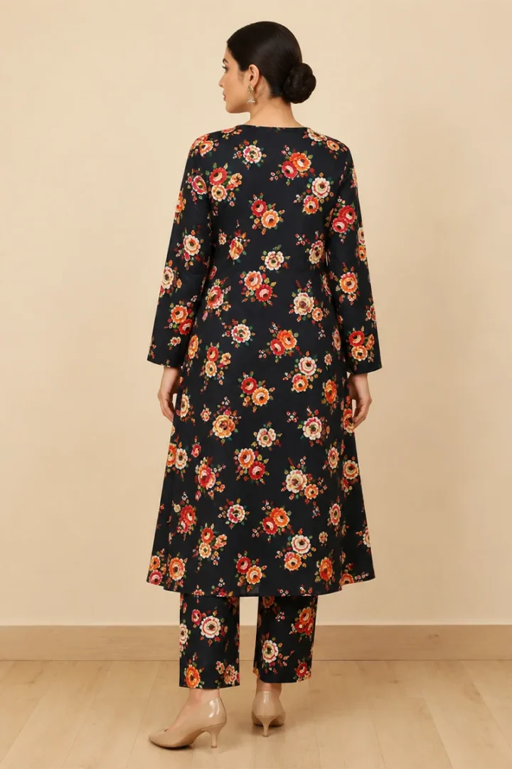BLACK 3D BLOCK PRINT COTTON SUIT - Image 2