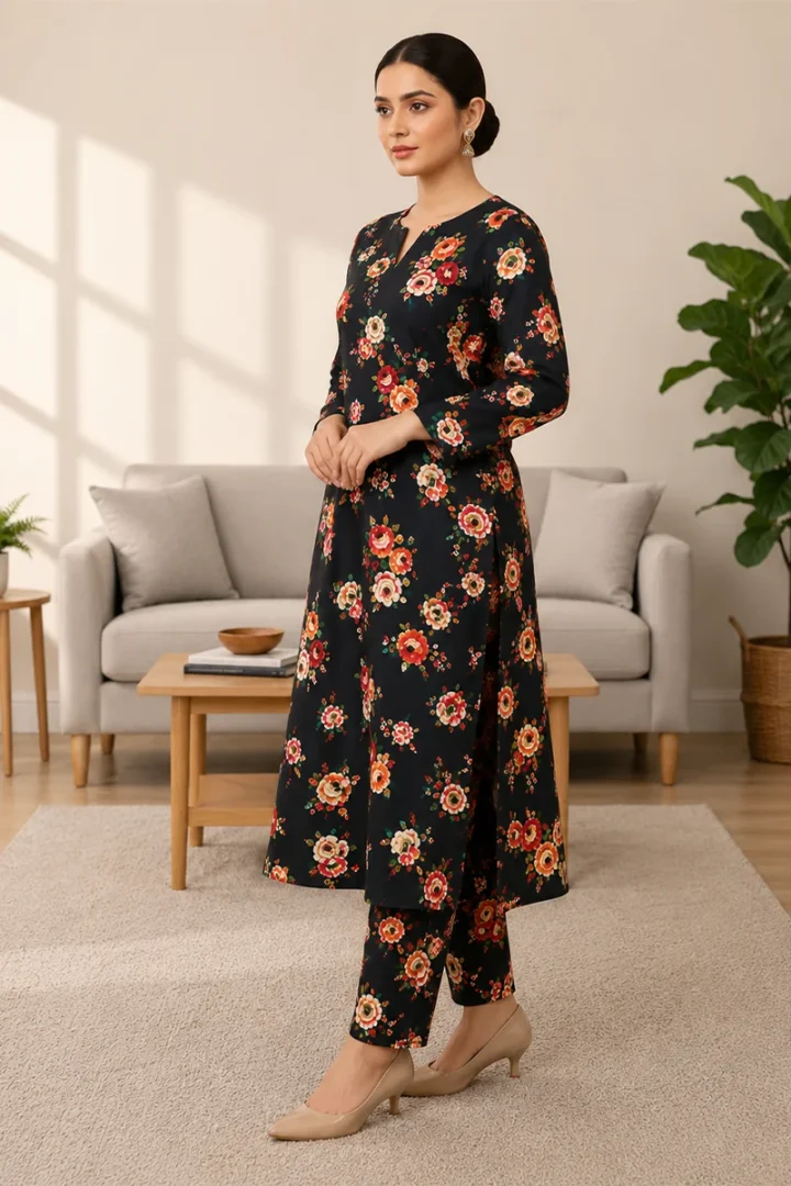 BLACK 3D BLOCK PRINT COTTON SUIT - Image 4