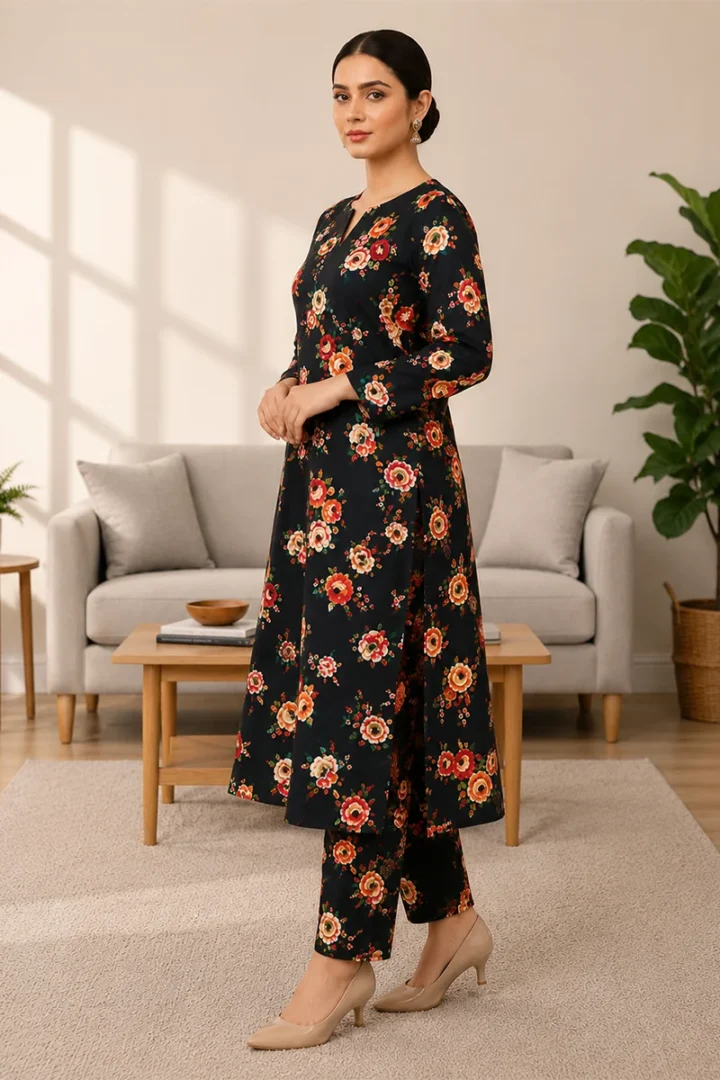 BLACK 3D BLOCK PRINT COTTON SUIT - Image 5