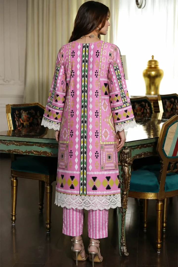 PURPLE PRINTED LAWN 2 PIECE SUIT - Image 2