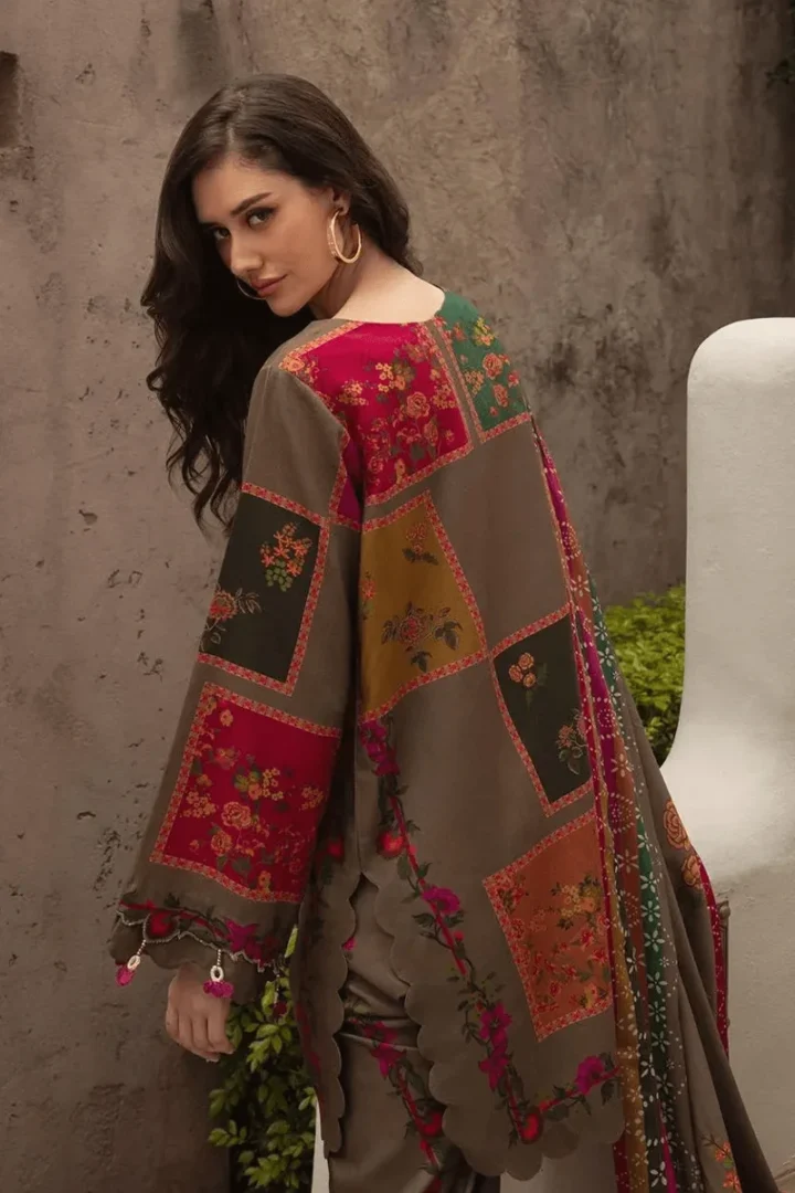 BROWN FLORAL LAWN 3 PIECE SUIT - Image 2